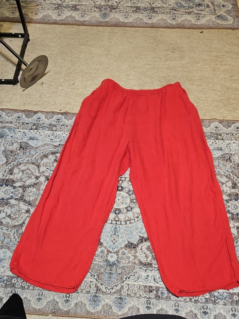 Flax Wide Leg 100% Linen Pants in Fushia